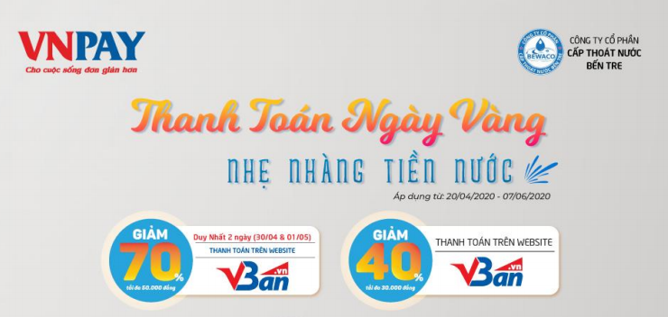 Chương trình khuyến mãi: Thanh toán ngày vàng – Nhẹ nhàng tiền nước